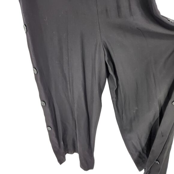 Theory Wool Blend Black Button Wide Leg High Neck Jumpsuit Womens Size 12 - Picture 6 of 6